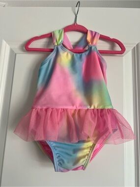 okie dokie Pink Pastel Rainbow Tutu One-Piece Swim